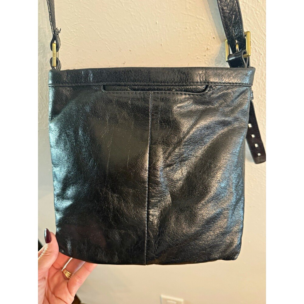 Hobo Women’s Black Small Crossbody Bag Zip Floral Lined Pockets Gold Hardware